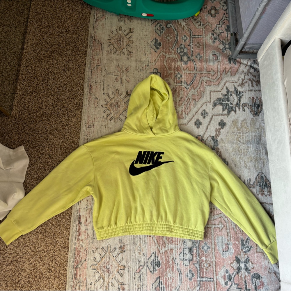 Nike Neon Yellow Cropped Hoodie